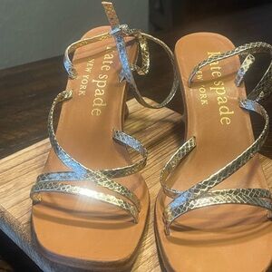 Kate Spade Gold Snakeskin Strappy Sandals